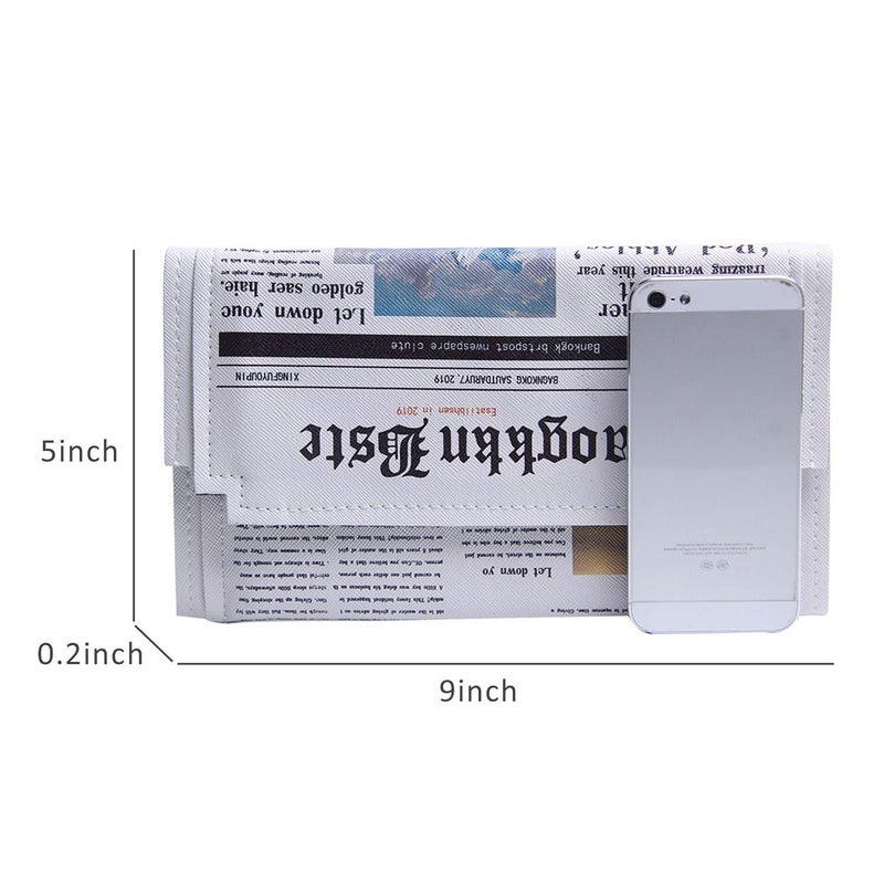 KUANG! Women Novelty Newspaper Evening Handbag Clutch Crossbody Bag Envelope Purse Chain Shoulder Bag for Ladies - Image 2